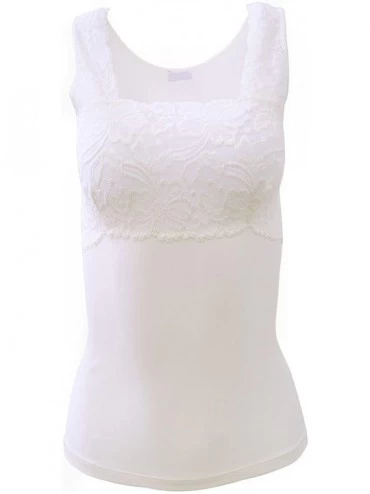 Camisoles & Tanks Luxury Modal Women's Lace-Trimmed Tank Top. Proudly Made in Italy. - Naturale (Off-white) - CV18THXTO8T $75.52