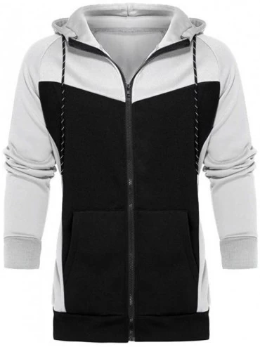 Trunks Men Sport Suit Patchwork Sweatsuit Zipper Hoodies Outfit Contrast Jogging Full Tracksuit - Gray - C7193M4C7IT $27.75