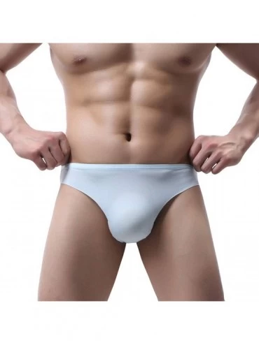 Briefs Men Mesh Low Waist Underwear Soft Breathable Knickers Short Sexy Briefs Male Panties Ropa Interior Hombre - Sky Blue -...