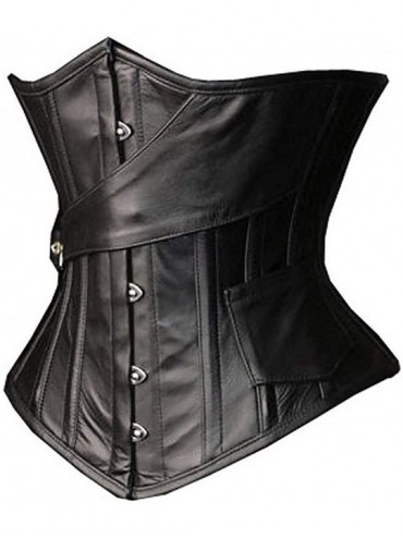 Shapewear Womens Steampunk Gothic Steel Boned Underbust Waist Training Corsets - Black - CV11Z8YOBPF $58.78