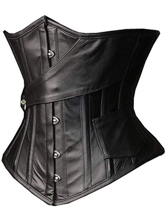Shapewear Womens Steampunk Gothic Steel Boned Underbust Waist Training Corsets - Black - CV11Z8YOBPF $28.72