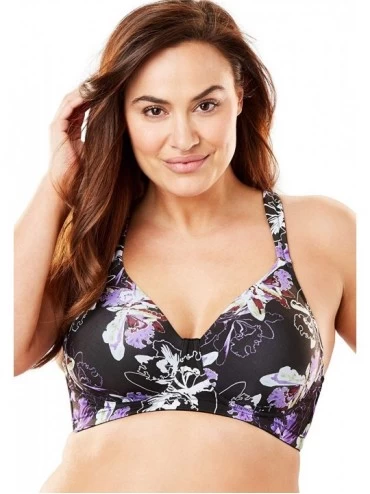 Bras Molded Padded Seamless Wirefree Full Figure Bra Glowing Floral 48B - CC18I0MRIN3 $35.22