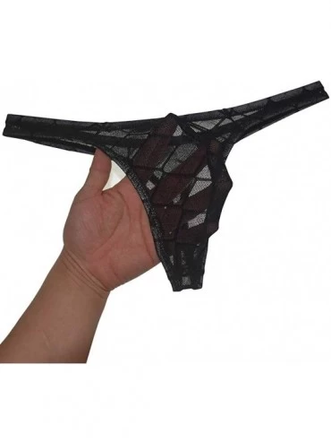 G-Strings & Thongs Men's Jacquard G-String Underpants Low-Rise See-Through T-Back Mesh Thong - 5-pack Black - CR192SK8830 $22.46