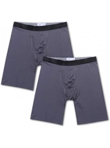 Boxer Briefs 2-Pack Men's Modal Underwear 9" Long Leg Boxer Briefs - Gray - C6185C0508T $25.65