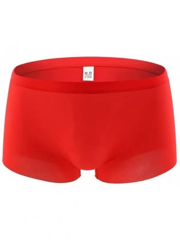 Boxer Briefs Boxer Briefs Mens Solid Soft Underpants Quick-Drying Comfortable Underwear Boxers - Red - CX18X33RGX5 $19.12