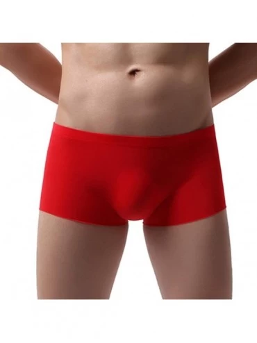 Boxer Briefs Boxer Briefs Mens Solid Soft Underpants Quick-Drying Comfortable Underwear Boxers - Red - CX18X33RGX5 $12.24