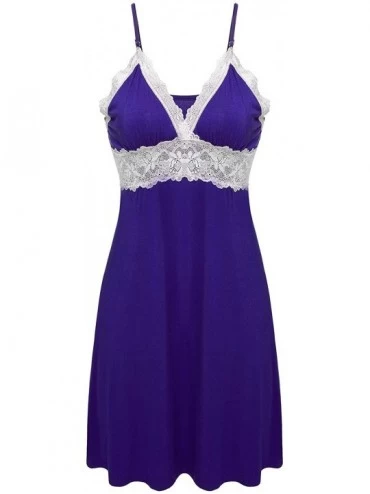 Nightgowns & Sleepshirts Women Sexy Lingerie Patchwork Nightgown Chemises Slip Sleepwear XS-XXL - Purple - CT189OTMRTC $20.93