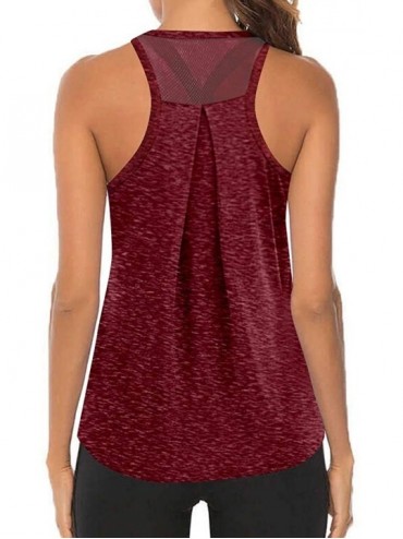 Nightgowns & Sleepshirts Women Workout Tops Mesh Racerback Tank Yoga Shirts Gym Clothes - G-wine - C9190ZYC85L $28.42