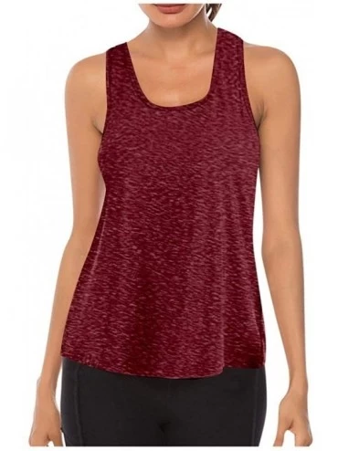 Nightgowns & Sleepshirts Women Workout Tops Mesh Racerback Tank Yoga Shirts Gym Clothes - G-wine - C9190ZYC85L $12.44