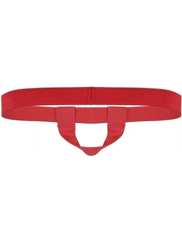 G-Strings & Thongs Men's Low Rise Elastic O-Ring Jockstraps G-String Thongs Bikini Briefs Lingerie Underwear - Red - CC190O2G...