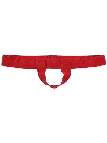G-Strings & Thongs Men's Low Rise Elastic O-Ring Jockstraps G-String Thongs Bikini Briefs Lingerie Underwear - Red - CC190O2G...