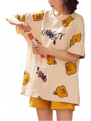 Sets Women's Cute Print Cotton PJ Sleepwear Two Piece Pajama Short Set Nightwear - Duck-sjk1805 - C9197LXUWTL $42.00