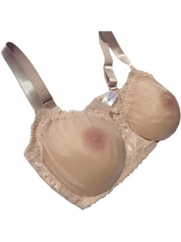 Bras See-Through Pocket Bra for Silicone Breastforms Crossdress8585 - Beige - CG18ADK9UOD $15.00