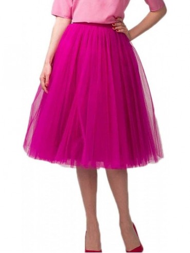 Slips Women's Keen Length Vintage Tutu Skirt Crinoline Petticoat Underskirt - Fuchsia - CK184XX4KH3 $61.85