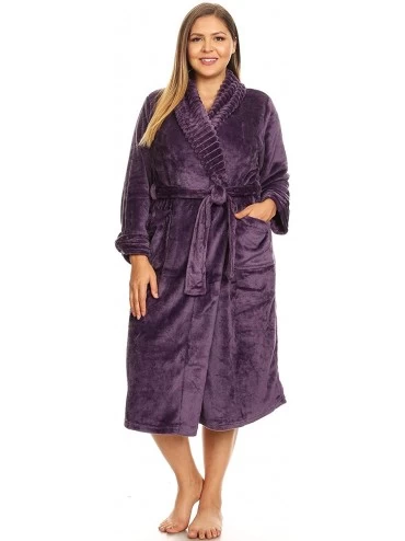 Robes Women's 099-04 Plus Size Super Soft Lounge Robe in Purple - 2XL/3XL - C818UZHHM02 $25.54