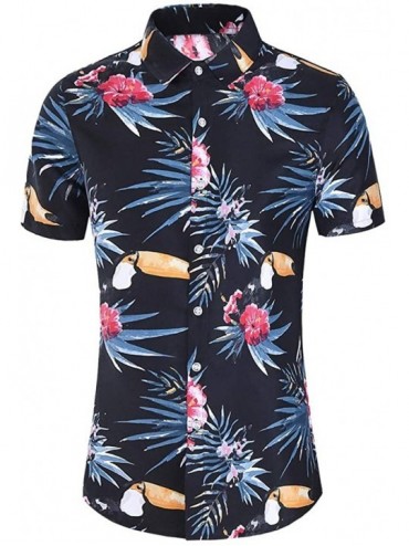Trunks Men Slim Loose Hawaii Short Sleeve Printed Turn-Down Collar T-Shirt Tops - C6195R63596 $37.18