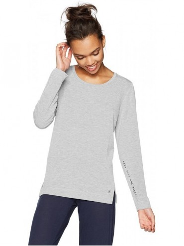 Tops Women's Solid French Terry Long Sleeve Lounge Tee - White Sand Heather - CY17Y2GWG4T $58.88