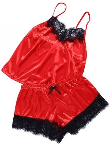 Accessories Lace Lingerie for Women Sexy Passion Lingerie Babydoll Nightwear 2PC Set - Red - CD18SQ8X6CX $25.80