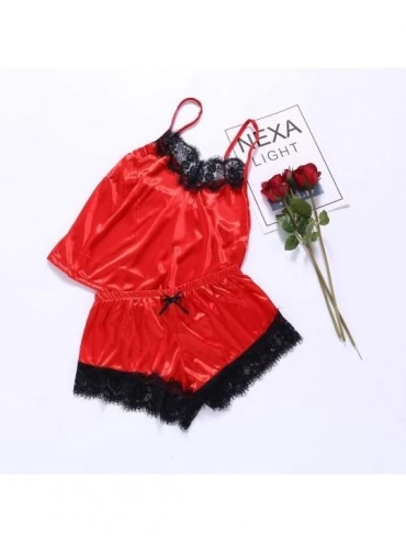 Accessories Lace Lingerie for Women Sexy Passion Lingerie Babydoll Nightwear 2PC Set - Red - CD18SQ8X6CX $12.75