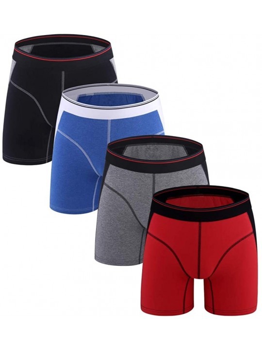 4-Pack Men's No Ride Up Boxer Brief for Men Fly Front with Pouch ...