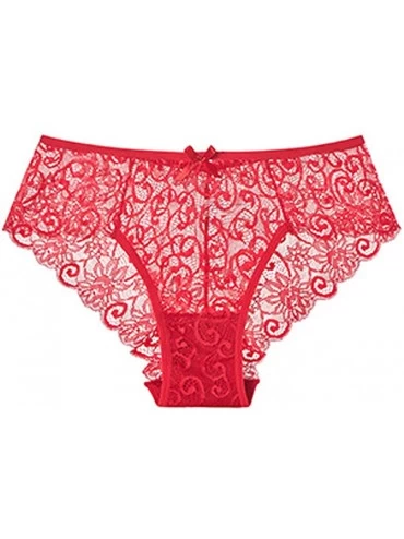 Slips Women Pantie Sexy Lace Knicker Sexy Comfortable Ventilation Underpants Underwear - Red - CF18X65Q0Q3 $20.50