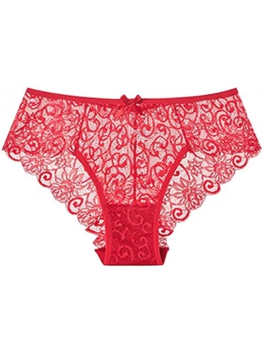 Slips Women Pantie Sexy Lace Knicker Sexy Comfortable Ventilation Underpants Underwear - Red - CF18X65Q0Q3 $9.84