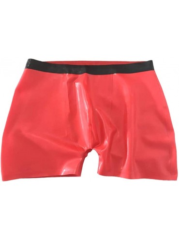 Boxer Briefs Latex Panties Mens Underwear Latex Rubber Low Cut Boxer Shorts Black Trim Brief - D-pink - C418UUODSRH $92.80