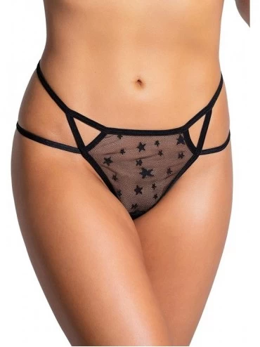 Panties Women's Low Rise Black G String with Strappy Sides and a Gold Accent Panty - Black - C818STDNYTC $19.58