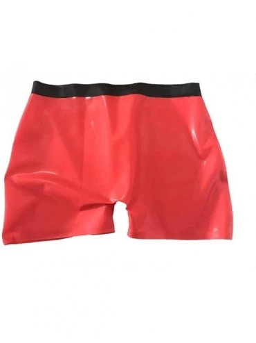 Boxer Briefs Latex Panties Mens Underwear Latex Rubber Low Cut Boxer Shorts Black Trim Brief - D-pink - C418UUODSRH $37.96