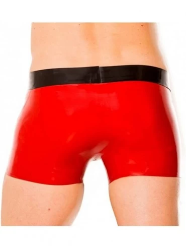 Boxer Briefs Latex Panties Mens Underwear Latex Rubber Low Cut Boxer Shorts Black Trim Brief - D-pink - C418UUODSRH $37.96