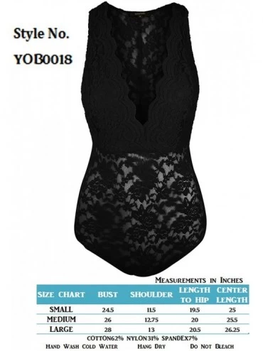 Shapewear Women's Floral Lace Low V-Neck Sleeveless Bodysuit w/Snap Buttons - [Yob0018]desert - CG180W8KAG9 $20.09