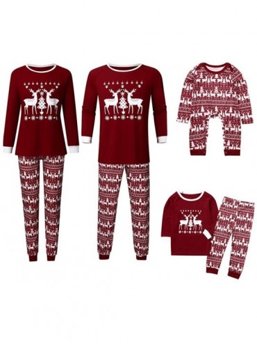 Sleep Sets Christmas Family Pajamas Sleepwear 2PC Long Sleeve Tops+Pants Outfits Suits (18-24 Months- Wine-Baby) - CD192O63TC...