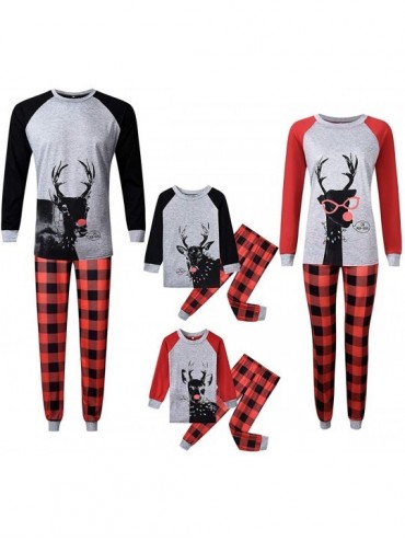 Sleep Sets Family Matching Christmas Pajamas Sets Deer Printed Long Sleeve TeePlaid Pants Loungewear Sleepwear - Men - CW192U...