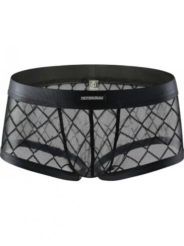 Boxer Briefs Mens Underwear Sexy Mesh Boxer Brief Underpants Wh53 - Black - CW128HQE1YL $11.20