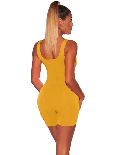 Shapewear Sexy Jumpsuits for Women - One Piece Outfits Bodycon Romper Shorts Bodysuit - Yellow - CH18QCA9442 $19.61