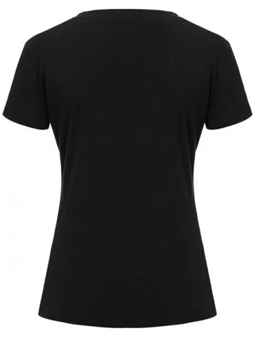 Thermal Underwear Fashion Women's O-Neck Short Sleeve Plus Size Cotton T-Shirt Casual Top - T-black - C719644AQZU $15.96