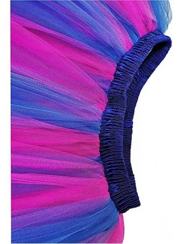 Slips Women's Short Vintage Petticoat Skirt Ballet Bubble Tutu Multi-Colored - Z-blue-gold - CH18YKU8XNO $10.20