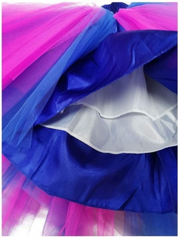 Slips Women's Short Vintage Petticoat Skirt Ballet Bubble Tutu Multi-Colored - Z-blue-gold - CH18YKU8XNO $22.50
