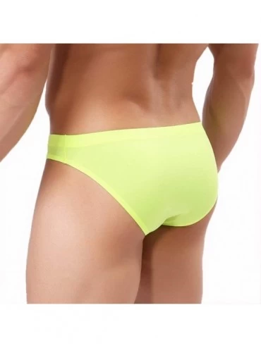 Briefs Men's Sexy Underwear Soft Elephant Bulge Pouch Ice Silk Briefs - Fluorescent - CW18ZE4MA7X $10.56
