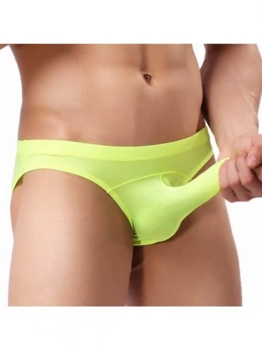 Briefs Men's Sexy Underwear Soft Elephant Bulge Pouch Ice Silk Briefs - Fluorescent - CW18ZE4MA7X $10.56