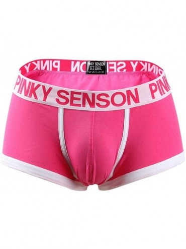 Briefs Mens Sexy Underwear Short Breathable Underpants Letter Pouch Soft Briefs Panties - Pink - CD18WQU0H89 $25.71