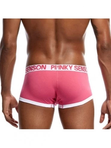 Briefs Mens Sexy Underwear Short Breathable Underpants Letter Pouch Soft Briefs Panties - Pink - CD18WQU0H89 $14.35