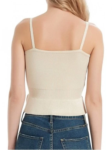 Camisoles & Tanks Women's Sexy Crop Top Stretch Strap Ribbed Sports Bras Knitted Basic Camisole for Summer - 1606beige - CZ19...