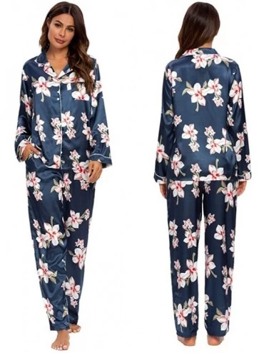 Sets Women's 7pcs Pajama Set Silk Cami Pjs with Shirt and Eye Mask Sleepwear - Pattern 3 - CA19CKNDO2N $31.62