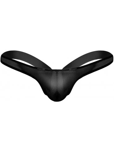 G-Strings & Thongs Men's Sexy Lycra Mesh Thong Low Rise Jock Straps Bikini Briefs Underwear - Black - CS18O3OU6I9 $32.38