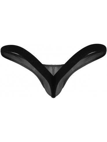 G-Strings & Thongs Men's Sexy Lycra Mesh Thong Low Rise Jock Straps Bikini Briefs Underwear - Black - CS18O3OU6I9 $16.40