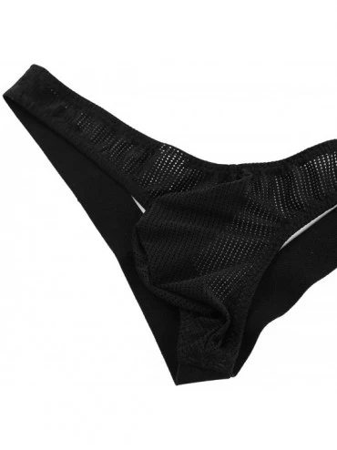 G-Strings & Thongs Men's Sexy Lycra Mesh Thong Low Rise Jock Straps Bikini Briefs Underwear - Black - CS18O3OU6I9 $16.40