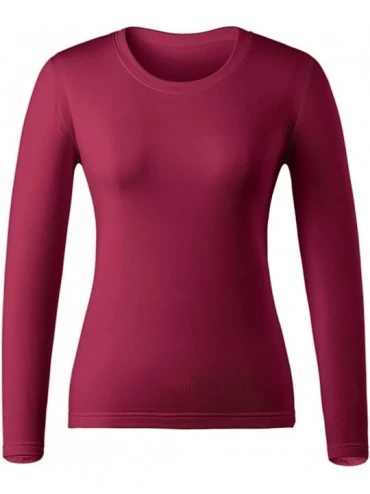 Thermal Underwear Women's Long Johns Baselayer Thermal Underwear Tops & Bottom Set with Fleece Lined - Burgundy - CD18Y7DH9TQ...