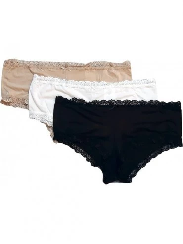 Panties Women's Super Soft 3pk Cheeky Panties - Black- White- Nude - C4196N42K39 $20.57