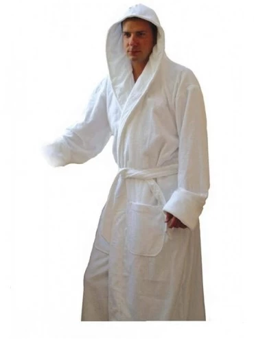 Robes White Terry Hooded Bathrobe. 100% Cotton- Full Length 52 inches - CH111LJAKR3 $53.38